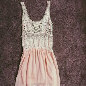 Pink and white lace dress